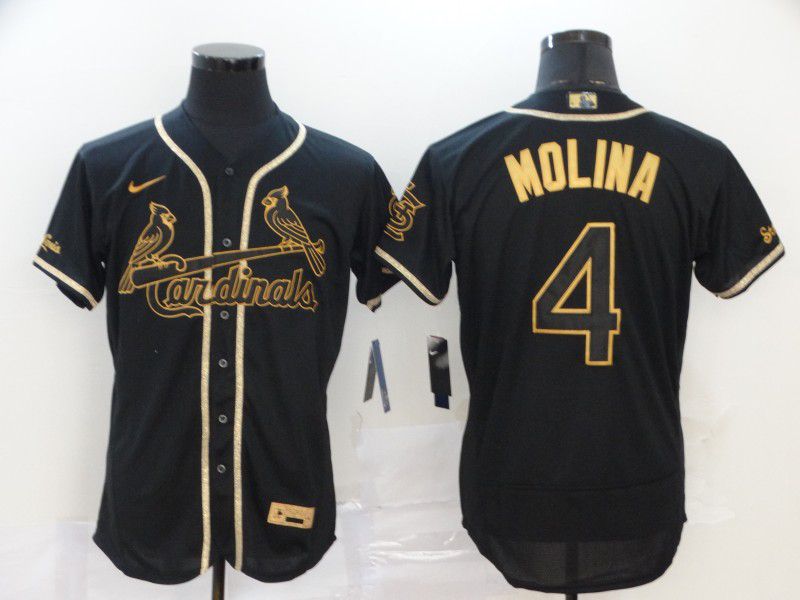 Men St.Louis Cardinals #4 Molina Black Nike Elite MLB Jerseys->st.louis cardinals->MLB Jersey